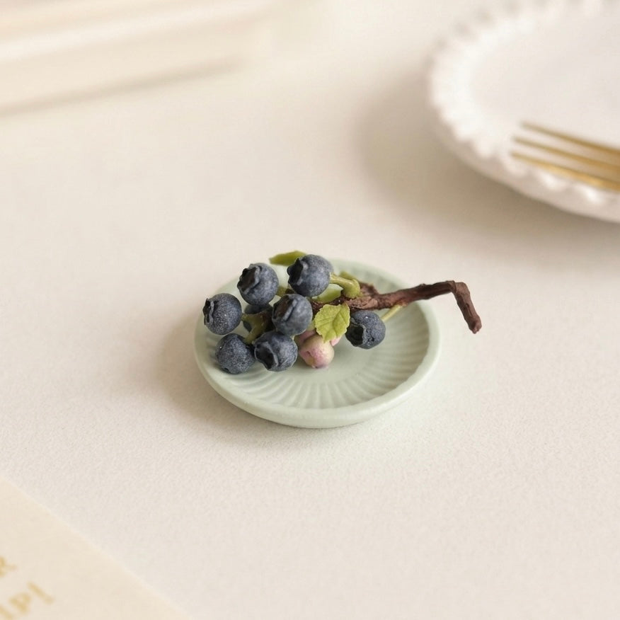 Miniature Handmade Blueberry Cluster – Polymer Clay Realistic Fruit Model
