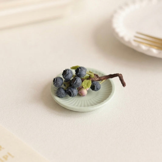 Miniature Handmade Blueberry Cluster – Polymer Clay Realistic Fruit Model