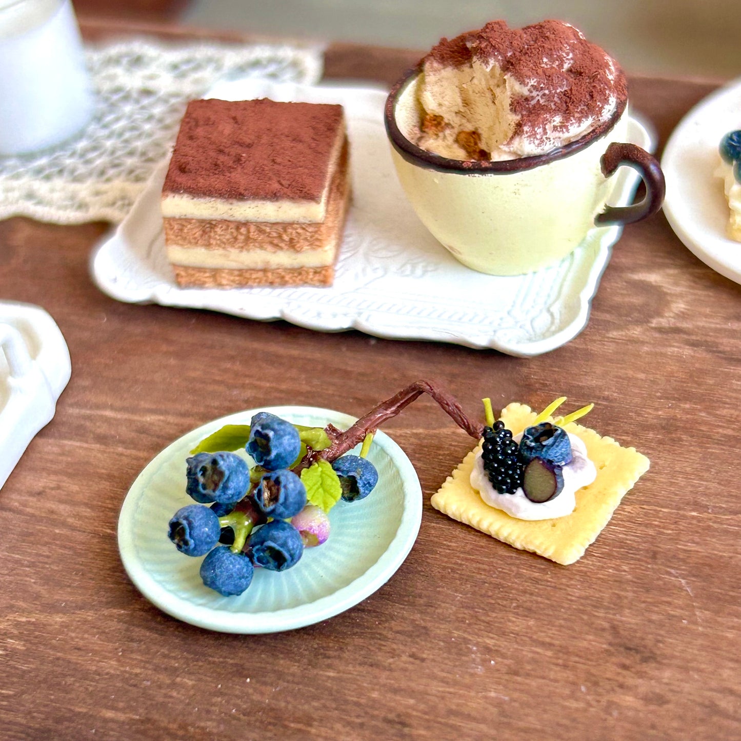 Miniature Handmade Blueberry Cluster – Polymer Clay Realistic Fruit Model