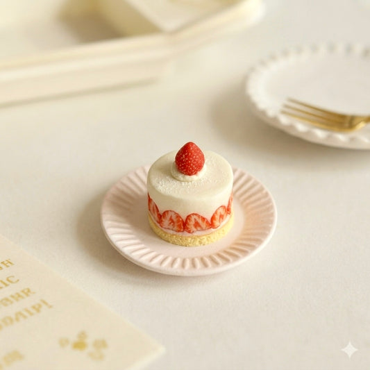 Mini Strawberry Cake – Handmade Resin &amp; Clay Dessert Miniature