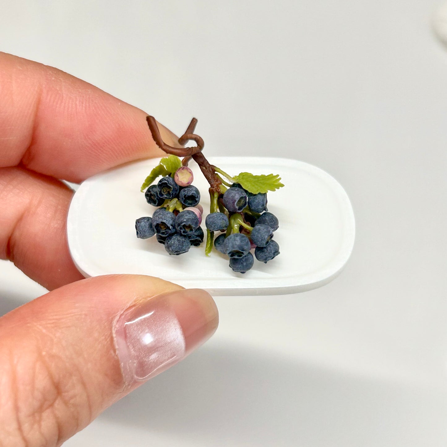 Miniature Handmade Blueberry Cluster – Polymer Clay Realistic Fruit Model