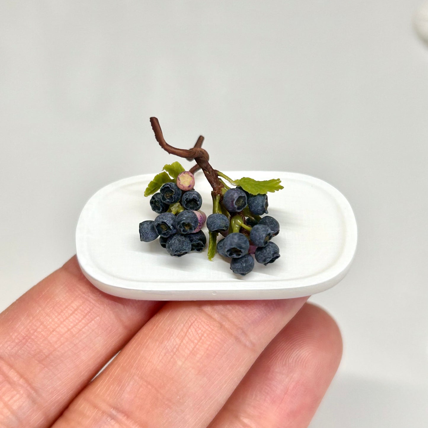 Miniature Handmade Blueberry Cluster – Polymer Clay Realistic Fruit Model