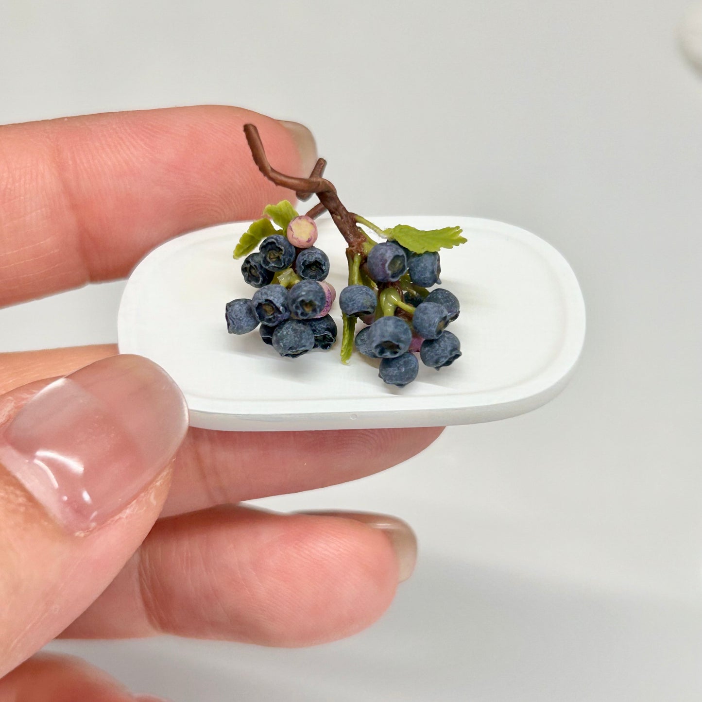 Miniature Handmade Blueberry Cluster – Polymer Clay Realistic Fruit Model