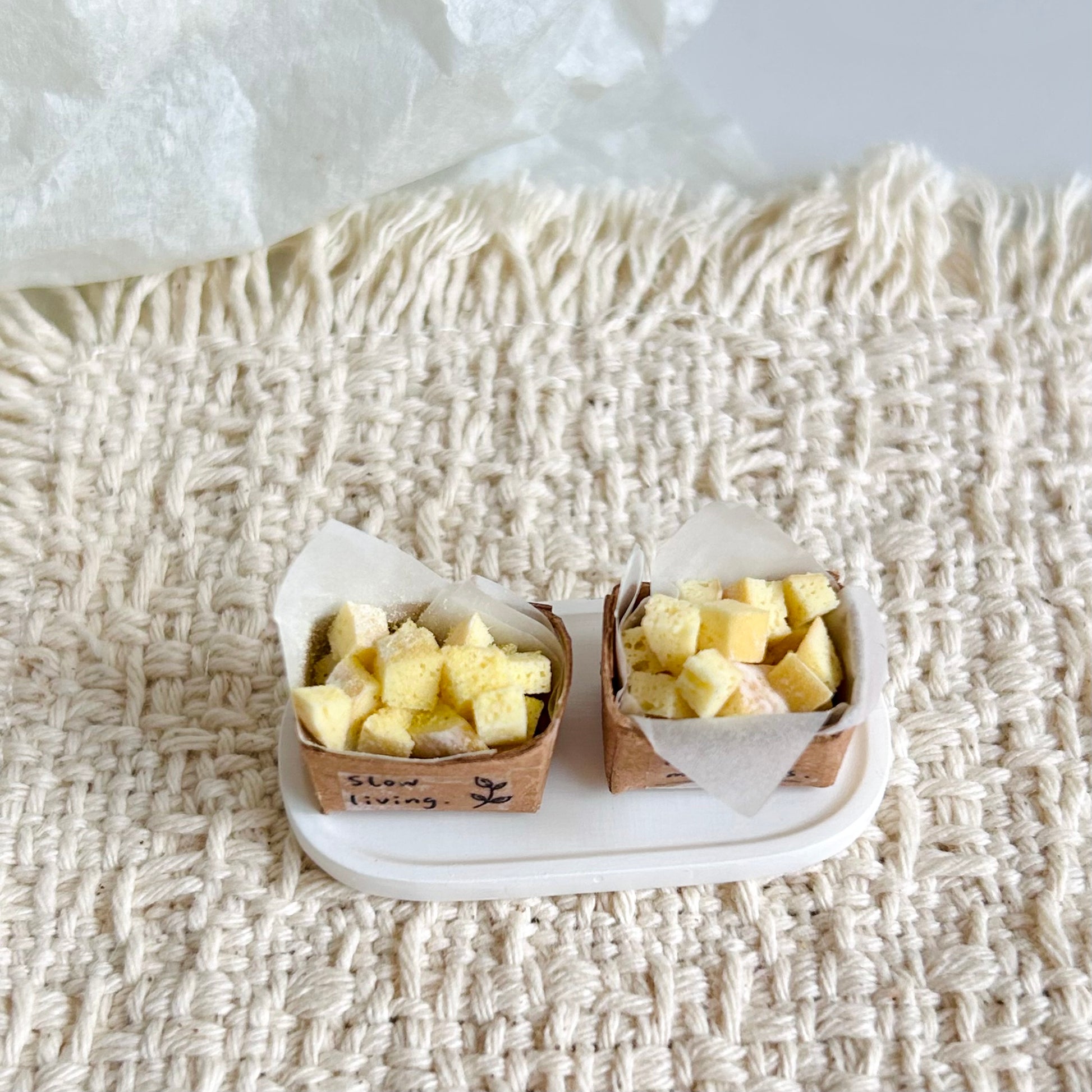 realistic miniature bread pieces with detailed air pockets