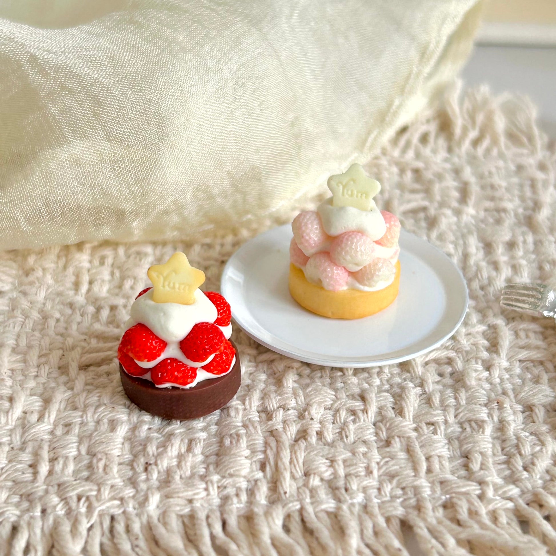 handmade miniature strawberry tart realistic dessert
