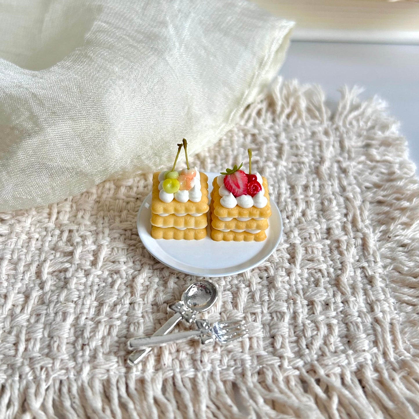 handmade miniature cherry cookie cake realistic dessert