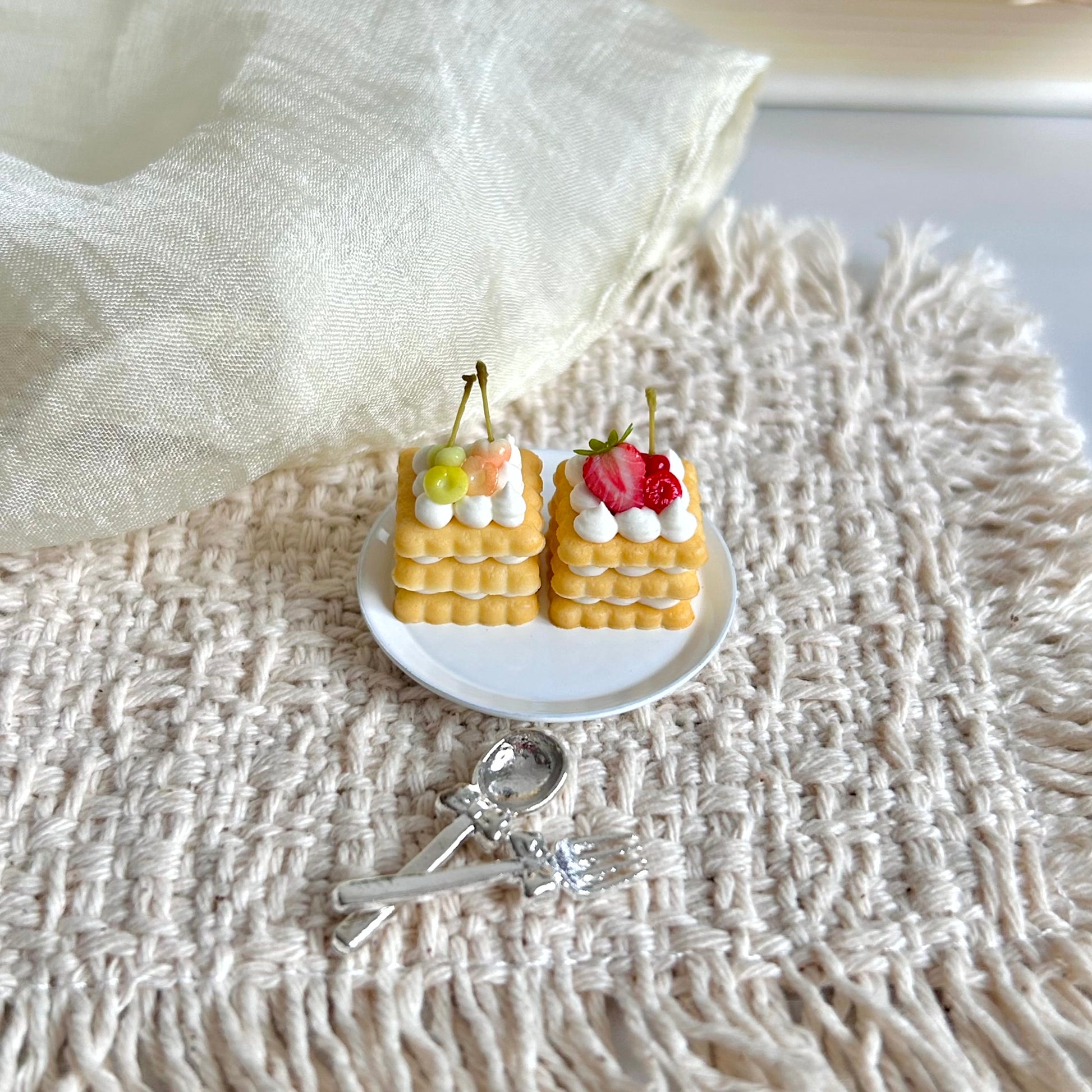 handmade miniature cherry cookie cake realistic dessert