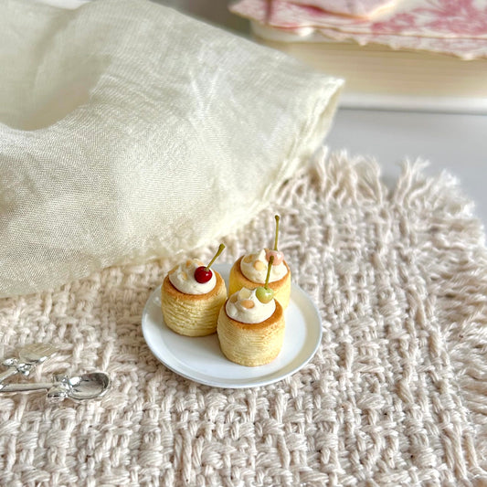 handmade miniature cherry pastry realistic dessert