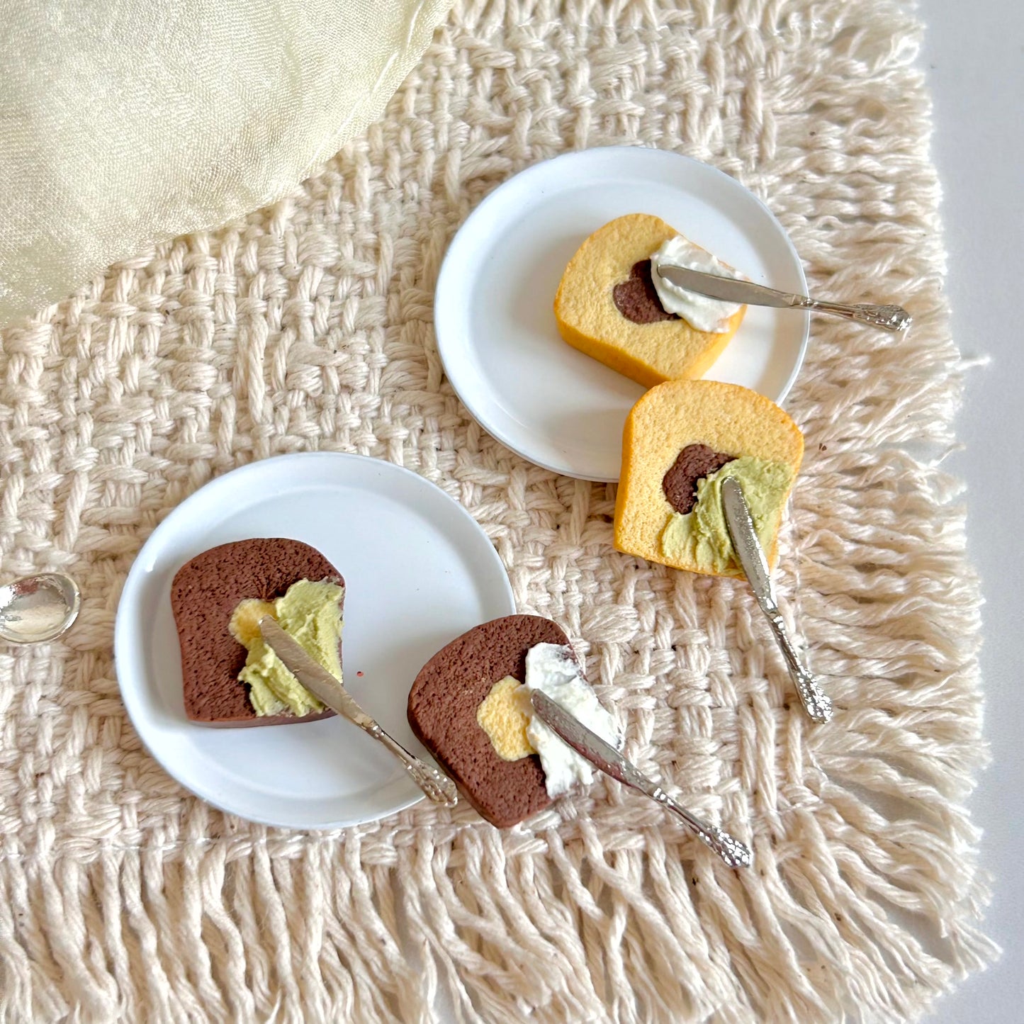 miniature pound cake slice with flower and heart pattern in the center